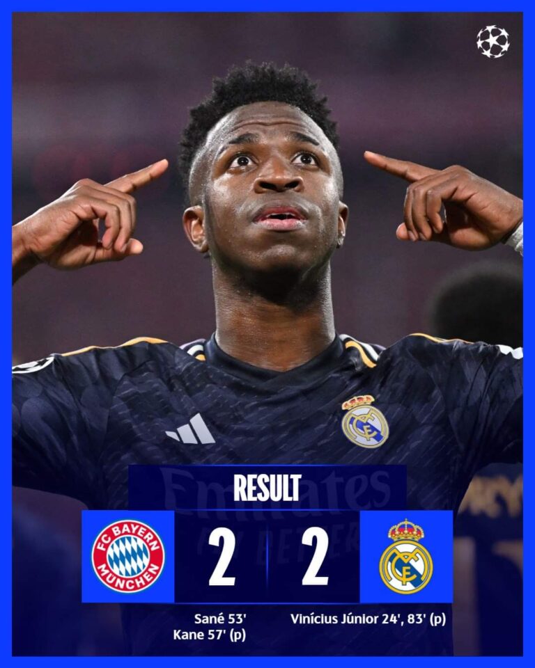 Exciting Draw in Champions League Semi-Final: Bayern Munich 2-2 Real Madrid