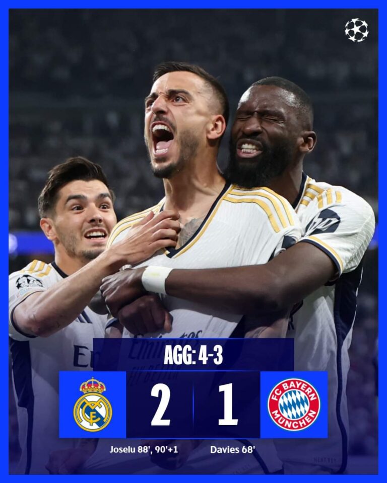 Real Madrid 2-1 Bayern Munich (agg. 4-3): Joselu scores dramatic late double to send Spanish side into Champions League final